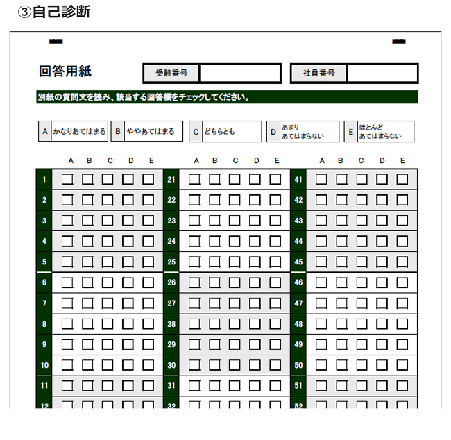 自己診断シートの一例
